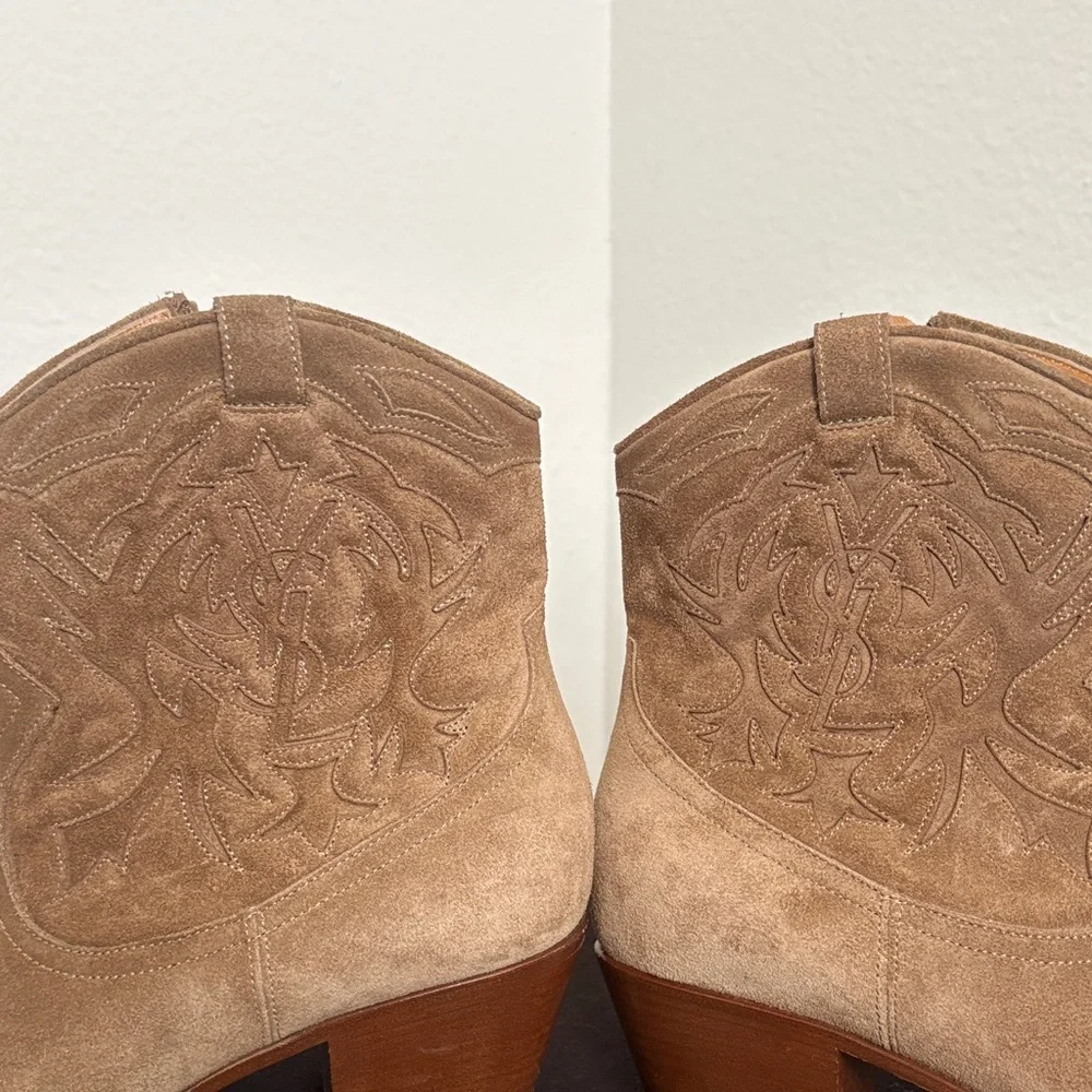 Saint Laurent western Tan Suede Ankle Boots - Picture 10 of 12